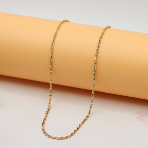 Twisted Rope Rose Gold Necklace – Elegant 18 Inch Chain Design, XPNL0206 - Picture 10 of 12